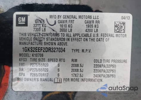 2013 GMC Yukon Denali from USA, damaged, VIN 1GKS2EEF2DR327034